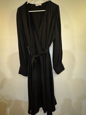 Loud Bodies black wrap long sleeve midi dress
